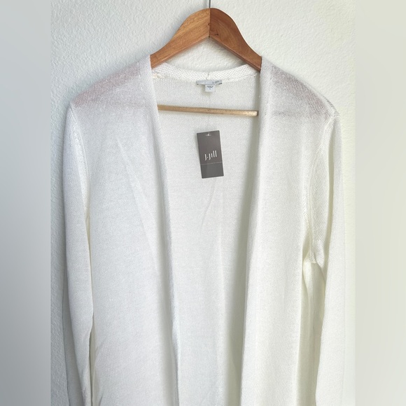 NWT J. Jill Love Linen White Cardigan Large - Picture 3 of 9